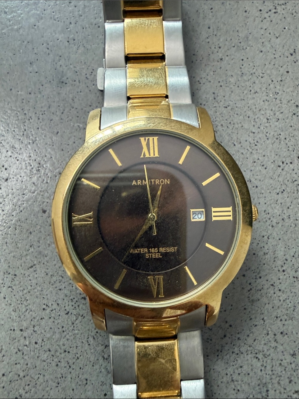 Armitron Two-Tone Gold and Silver Men's Dress Watch with Brown Dial